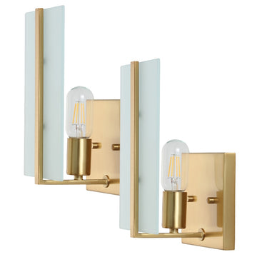 Mila 5.5" Modern Coastal Iron/Glass LED Sconce - JONATHAN Y